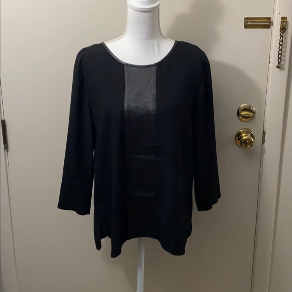 Ann Taylor black blouse with faux leather detail